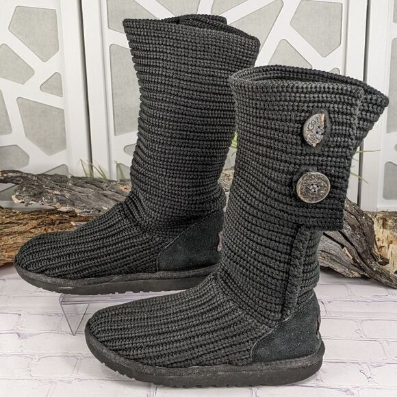 UGG® Classic Cardy Button Detailed Knit Boots - Picture 4 of 11
